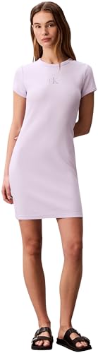 Calvin Klein SS Monologo Baby Rib Mini Dress Lv047f241g Vestidos, Multi (Island Lilac), S para Mujer