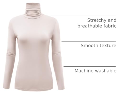 Image of AUHEGN Women's Long Sleeve Lightweight Turtleneck Top Slim Fit Pullover T-Shirt (S-XXL)