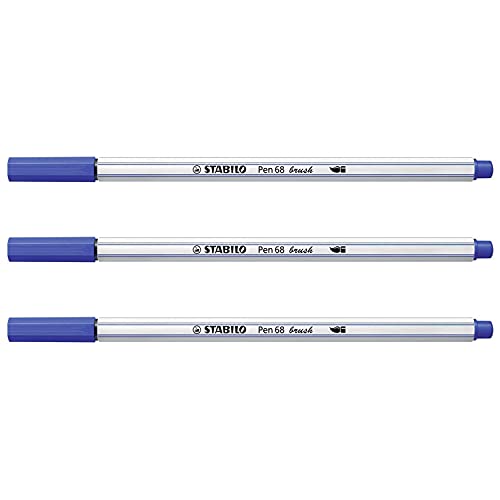 Stabilo – Lote de 3 rotuladores punta pincel Pen 68 Brocha azul ultramar