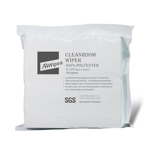 Image of AAWipes Cleanroom Double Knit 100% Polyester Wipers 6 inchx6 inch Case Pack (1 Case with 6,000 Wipes per 40 Bags, 150 Pcs /Bag, CP14006) Lint Free Cleanroom Wipers Bulk