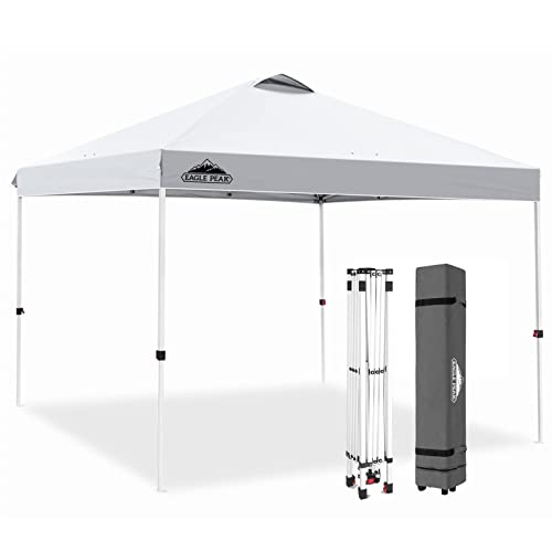 EAGLE PEAK 10x10 Pop Up Canopy Tent Instant Outdoor Canopy Easy Setup Straight Leg Folding