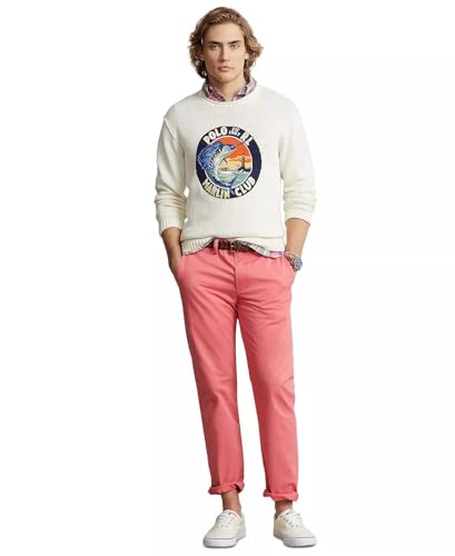 Ralph Lauren Polo Men's Stretch Straight Fit Flat Front Chino Pants (32W x 32L, Pale Red)4