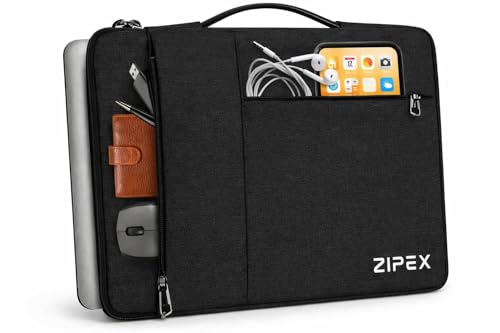 Image of 360 Protective 14 Inch Laptop Sleeve Case for All 13-14 Inch laptops with 2 Front Pockets & Carry Handle | Compatible with 13-14 inch HP, DELL, Asus, Mackbook Devices| Water-Resistant | Black