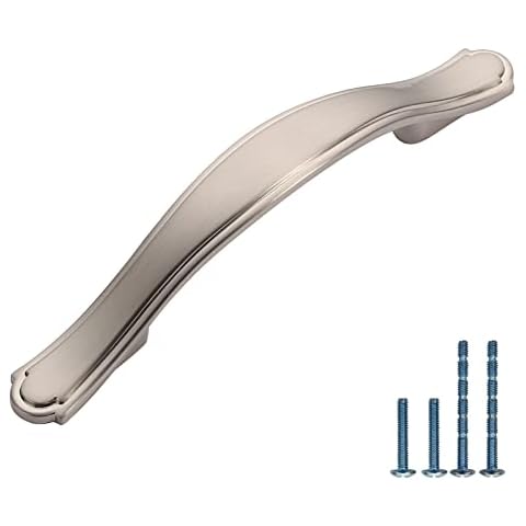 9BUILD 10 Pack 76mm Brushed Satin Nickel Kitchen Handles Cupboard Handles Kitchen Cupboard Handles Zinc Alloy Cabinet Handles Cupboard Door Handles Drawer Handles Wardrobe Handles Cover