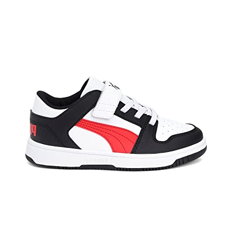 PUMA PUMA Kid's REBOUND LAYUP LO Velcro Shoe, White-Puma Black-High Risk Red, 12 M US Little Kid