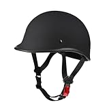 TTMiku Motorcycle Half Helmet, DOT Vintage Open Face Half Shell Low-Profile Skull Cap Moped Beanie Novelty Helmet for Adult Men Women, Matte Black, L