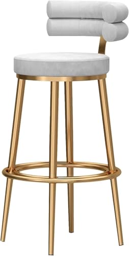 Chaises de bar pour petit-déjeuner en velours blanc avec dossier confortable