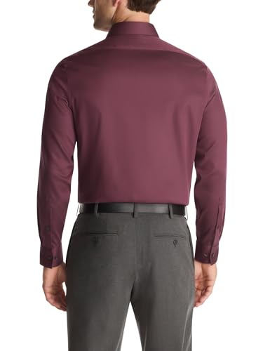 Calvin Klein Men's Dress Shirt Non Iron Stretch Slim Fit Solid Bordeaux - image 2