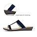 VJH confort Women's Slides,Comfortable Open toe Rhinestone H-band Dressy Flat Sandals(navy,8.5)
