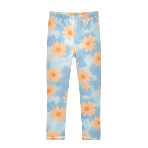 Orange Daisy Tie Dye Girls Leggings Soft Stretch Workout Yoga Dance Pants for Kids Casual Tights