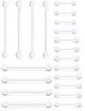 Ovxznts 14G Clear Bioflex Flexible Acrylic Straight Barbells Nipple Rings Tongue Ring Industrial Earring Pregnancy Belly Button Ring Retainer Piercing Jewelry 14mm 16mm 19mm 25mm 38mm