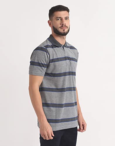 Image of INKKR Striped Men Polo Neck Half Sleeve T-Shirt