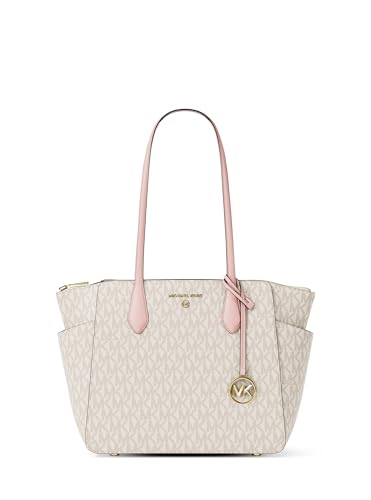 Michael Kors Marilyn - Bolsa de mano mediana con cremallera superior, herrajes en tono dorado/firma MK/Blush Multi