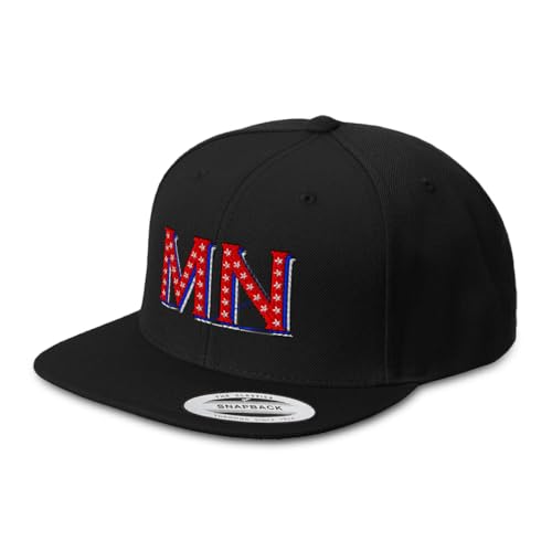 Snapback Hat for Men Flat Brim Minnesota Red Stars Mn Minnesotan North Gopher Embroidered Flat Bill Cap Acrylic Black Design Only