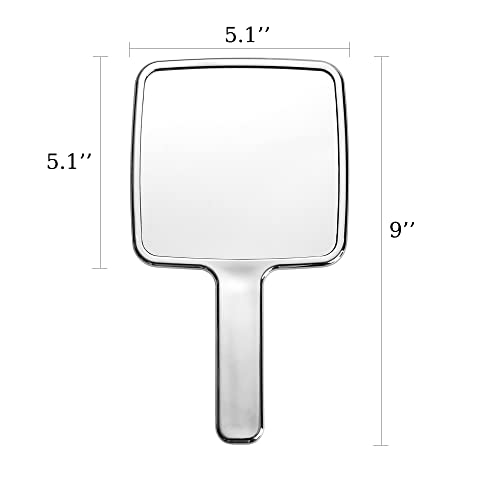 Ychmir Hand Mirror Hand Held Mirror Electroplate Mirror Sliver, Square 5 X9.1 Inch #TOP3