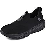 SUADEX Hands Free Slip On Steel Toe Shoes Indestructible Arch Support Steel Toe Sneakers Lightweight Work Safety Shoes Puncture Proof Composite Toe Black