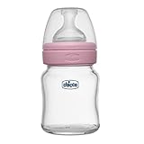 Chicco Well-Being Glass Feeding Bottle (120ml, Slow Flow)
