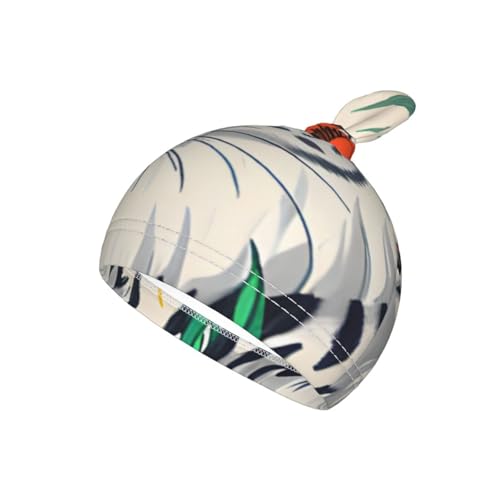 Cute White Tiger Print Newborn Swaddle Blanket with Beanie Set, Soft Baby Sleep Sack Receiving Wraps, for Boy Girl3