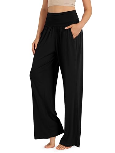 Image of ODODOS Women's Wide Leg Palazzo Lounge Pants with Pockets Light Weight Loose Comfy Casual Pajama Pants-26/28/30"/32" Inseam