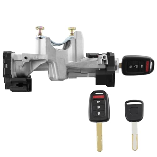 Ignition Lock Cylinder Assembly (NO TRANSCEIVER) with Two Keys Shells (NO Electronics, ONLY Key Shells) and One Transponder Chip Key Compatible with Honda HRV HR-V 2016 2017 2018 2019 2020 2021 2022