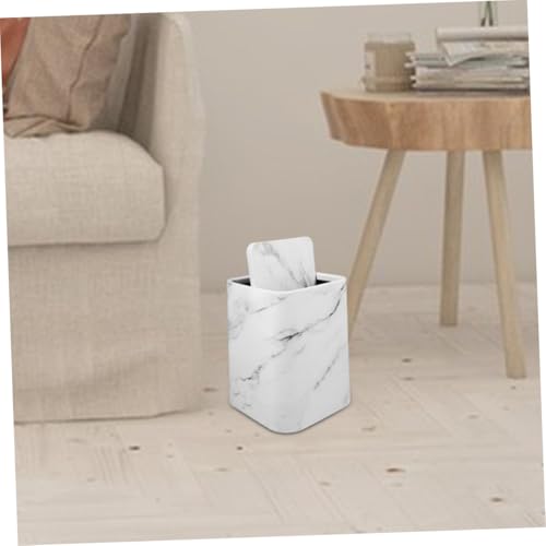 Caneca de basura rectangular blanca con diseño mármol miniatura 3