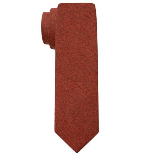 Image of LJBFNN Skinny Ties for Men, Cotton Linen Orange Mens Tie Solid Necktie Slim Neck Ties for Wedding Party Groomsmen