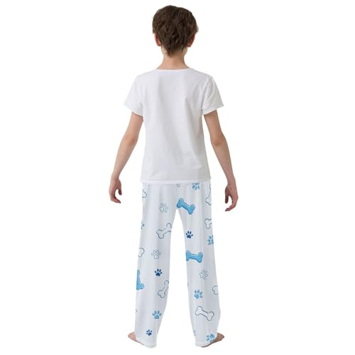 Boys' Pants Blue Dog Paw and Bone Long Bottoms Jogger Pants Elastic Waist Trousers with Pockets S-XL3