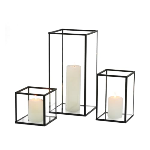Phosphor PH-FD-BLACK-NEW-SMALL-3PCS Glass Hurricane Candle Holder Set Of 3 Pcs Black Hurricane Candleholders thumb #4