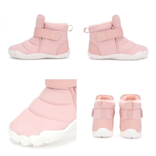 Toddler/Little/Big Kids Snow Boots Girls Boys Wide Toe Box Winter Fur Lined Warm Anti-Slip Minimalist Ankle Barefoot Shoes2