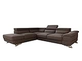 Elegante Füße in Chromoptik Mirjan24 Polsterecke Lagos! Ecksofa Eckcouch mit Bettkasten und Schlaffunktion! einstellbare Kopfstützen! Schlafsofa L-Form Couch Couchgarnitur! Wohnlandschaft (Ecksofa Links - OT-2R, Inari 28)