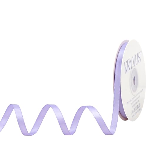 Kryvus Lavender Satin Ribbon, Double Faced 1/4 Inch X 25 Yards Lavender Ribbon, Premium Satin Ribbons for Gift Wrapping, Crafts, Hair Bow Making, Sewing, Flower Bouquet, Wedding Party Decor