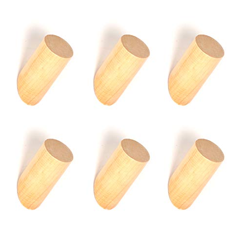 Holz Haken, 6 Stück Holz Kleiderhaken, Holzhaken zum Aufhängen von Mänteln, Mützen, Schals, Kleidung und Kopfhörer im Schlafzimmer, Wohnzimmer,