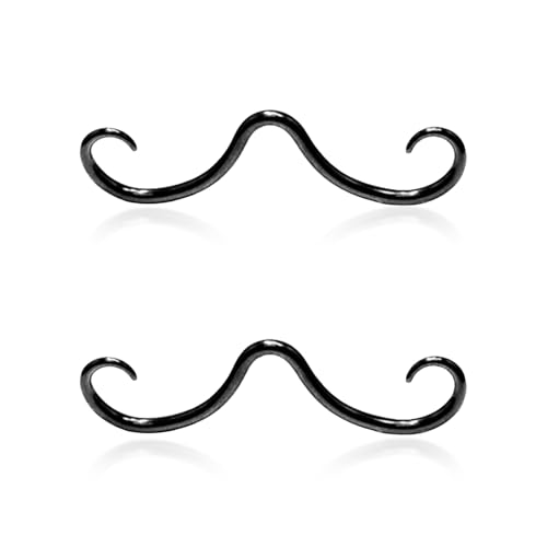 FDGGT Anneau De Nez Percé en Acier Inoxydable, 2 Pièces, Moustache Noire, Bijoux Créatifs pour...