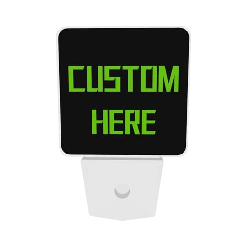 Image of Personalized Lamp 2 Set Custom LED Plug-in Night Light with 2 Different Pictures Photos, Text Auto Sensor Text Nightlights for Bedroom Bathroom Decor Gifts