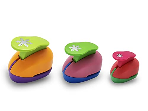 VSREI Snowflakes Hole Punch Paper Punches Snowflake Puncher SnowflakesPunches for Paper Crafts SnowflakesShaped Hole Punch 1 inch 5/8 inch 3/8 inch Snowflakes Hole Punches Set (Random Color)