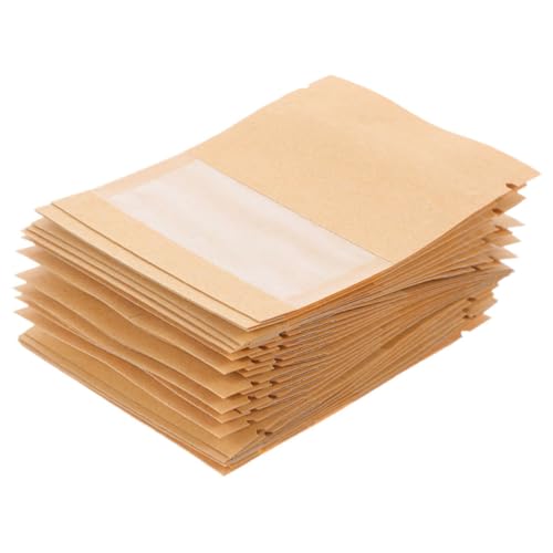 NAMOARLY 100個 クラフト紙製透明窓付き小型種子封筒 耐水密封デザイン 花 野菜種子保存用 再利用可能 シードストレージ整理封筒