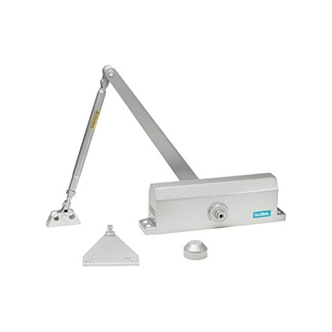 Global Door Controls Commercial Door Closer in Aluminum - Size 4 Cover