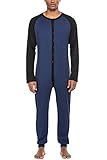 Hotouch Men's Lightweight Union Suit Thermal Underwear Long John Sets Base Layer One Piece Top and Bottom Pajama Navy blue XL