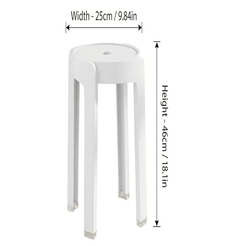 Image of The Artment White Tivo Set of 1 Plastic Stool Modern Stackable Multipurpose Stool with Anti-Slip Base | Lightweight Waterproof PP Stool for Bathroom, Kitchen, Balcony & Living Room, Home & Office