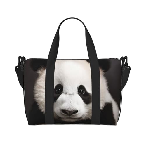 Travel Duffel Bag for Men Gym Bag, Cute Black and White Panda Luggage Bag with Shoulder Strap, Large Gym Tote Bag for Women, Weekender Overnight Bag, Foldable Carry on Bag for Airplane