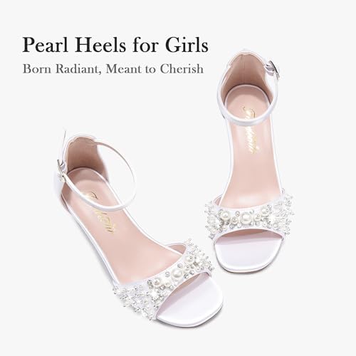 Furdeour Girls Dress Shoes White High Heel Princess Sandals Big Size 4 — view 4