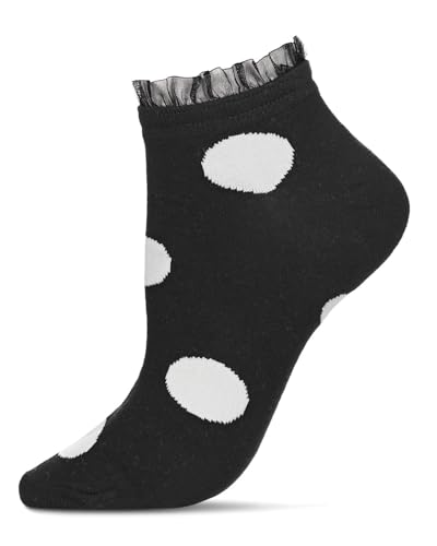 Image of MeMoi Women's Ruffle Polka Dot Cotton Blend Low-Cut Socks