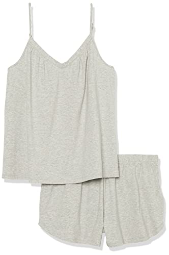 Amazon Essentials Women's Knit Jersey Cami Short Pajama Set, Grey Heather, Small