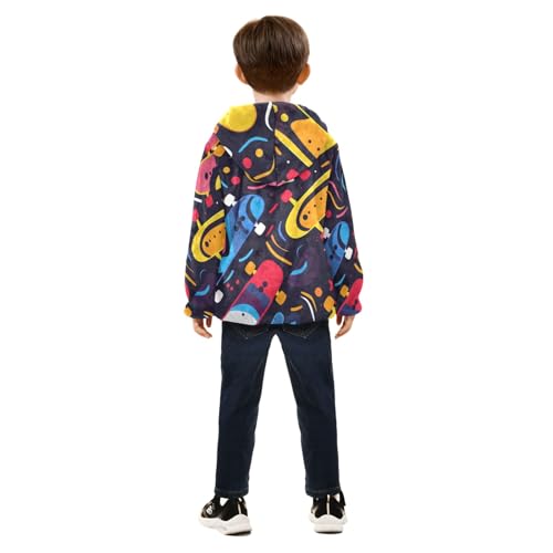 Boys Girls Fleece Jacket Colorful Skate Graffiti Kids Warm Hooded Outwear Coat4