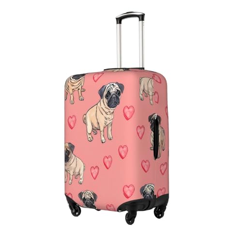 Cute Animal Pug Puppy Travel Luggage Cover Elastic Suitcase Covers Washable Anti Scratch Luggage Dust Covers Protector, Fits 22-24 inch Luggage, M2