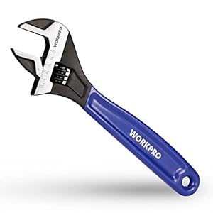 WORKPRO 10-Inch Adjustable Wrench, Cr-V Steel Wrench, Wide Jaw Black Oxide Wrench, Metric & SAE Scales, for Home, Garage, Workshop and DIY