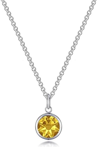 Philip Jones November (Topaz) Birthstone Necklace Created with Zircondia® Crystals