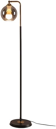 PETRLOY Gray Glass Shade Floor Lamp Modern Standing Lamps with Adjustable Head Nordic Minimalist Vertical Lamp Reading Tall Lamps Indoor Pole Light for Bedroom, Living Room, Study Room