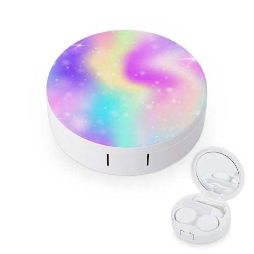 fkgvwo Contact Lens Case Glowing Rainbow Contact Lens Box Travel Kit Portable for Travel & Home