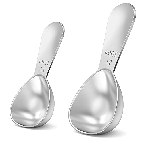Hulless 1T, 2T Kaffeelöffel, Edelstahl, kurzer Kaffee-Messlöffel für Kaffee, Mehl, Zucker, gemahlenen Kaffee, ganze Bohnen, 2er-Set Cover